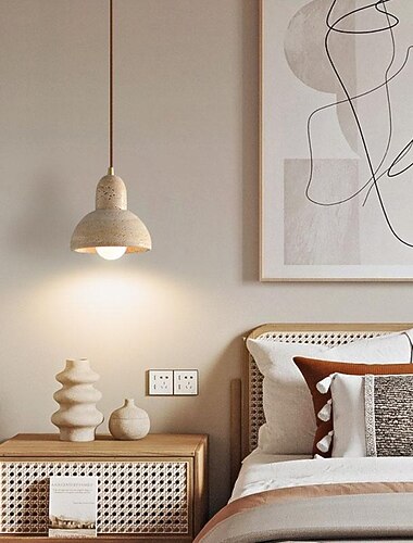 led hanglamp warm wit 1-lichts 5w klein woondecoratie stenen plafond hanglamp lichtkoepel wabi-sabi e26/e27 boerderij rustiek kroonluchter thuis 110-240v