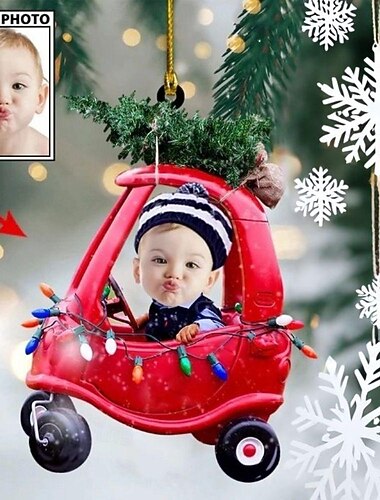 زينة شجرة عيد الميلاد المخصصة بالصور المصنوعة من الأكريليك ثنائية الأبعاد، زينة شجرة عيد الميلاد المعلقة على شكل وجه طفل، هدايا