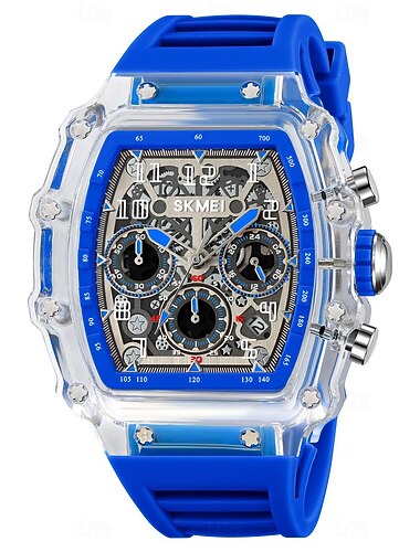Relógio Quartz Masculino SKMEI Moda Casual ao Ar Livre Relógio de Pulso Cronômetro Contagem Regressiva Calendário À Prova D'Água Relógio de Gel de Silicone
