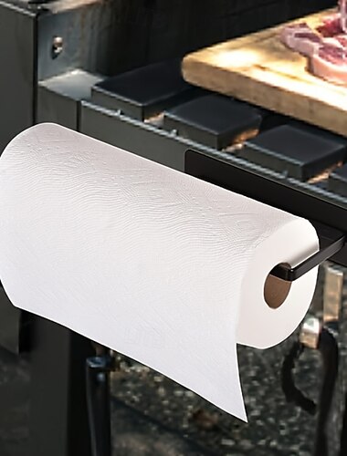 Magnetic Wrought Iron Paper Towel Holder – Punch-Free Kitchen Storage Rack for Refrigerator & RV, Fits Most Rolls, Plastic Wrap & Towels