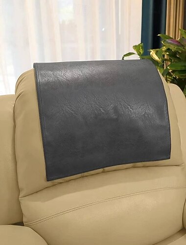 Non Slip Headrest Cover for Furniture Slipcovers,100% Waterproof Faux Leather Headrest Protector for Recline Chair Vinyl Head Protector for Sofa,Theater Seat Cover for Home & Office
