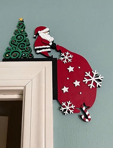 christmas door topper – morsom snømann  & Julenissens hjørneskilt for feriehusinnredning, vinduer, vegger og gjør-det-selv-julefestpynt