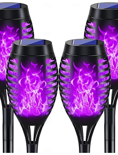 4 stücke solar flamme lichter wasserdichte multicolor rasen licht im freien garten terrasse trail gehweg halloween weihnachten party urlaub landschaft dekoration