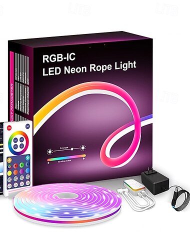 Luzes de tira de néon luzes de corda inteligente tuya wifi bluetooth bluetooth app de música plugue de controle remoto fonte de alimentação corrida de cavalos luzes de tira de néon sala de estar