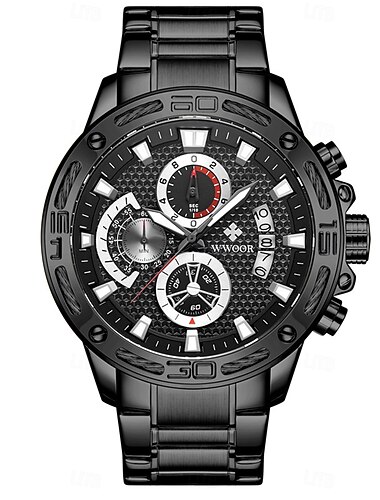 Montre à quartz pour hommes Mode de sport extérieure Montre-bracelet décontractée Calendrier lumineux Imperméable Décoration Montre en acier