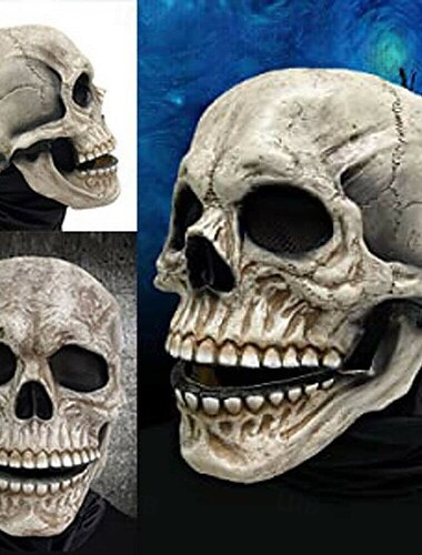 halloween helhuvudskallemask, hjälm med rörlig käke, skrämmande realistisk halloweenmask för vuxna kostymer, call of duty maskleksak, halloween skelettdekoration