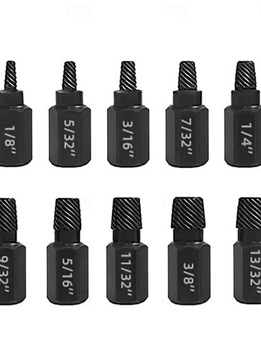 10-Piece Set Broken Head Bolt Screw Cap Extractor - Hexagon Socket Bolt Removal Tool, Chrome Vanadium Steel, for Screws, Bolts, and Studs