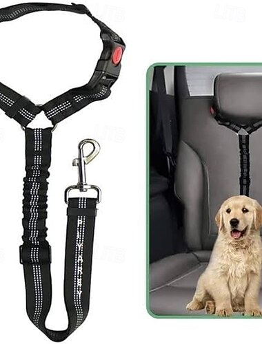 Ceintures de sécurité pour chien pour voitures Ceinture de sécurité pour chien Élastique réglable Élastique solide et durable Harnais de voiture pour chien Ceinture de sécurité pour chien de voiture Pivotant à 360 degrés