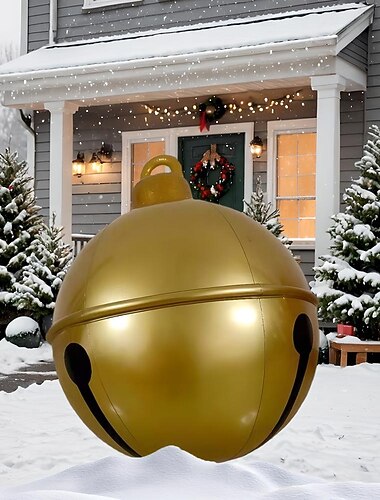 Aufblasbarer Weihnachtsball für den Außenbereich, dekoriert, 60 cm (23,6 Zoll), riesige Weihnachtsornamente für Baum, Hof, Rasen, Garten, Veranda, aufblasbare Bälle, Ornamente mit Pumpe