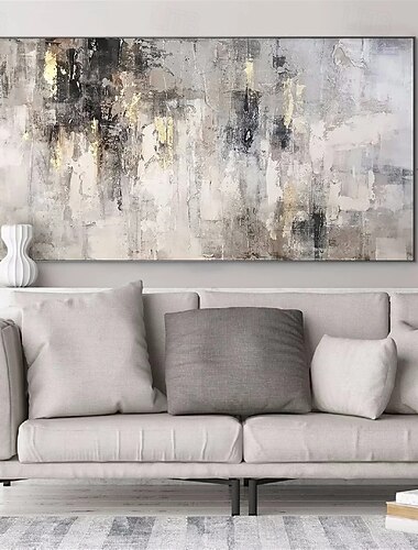 Ölgemälde handgemachtes Wabi-Sabi-Gemälde handgemalt großes beiges Kunstwerk 3D minimalistisches Gemälde auf Leinwand handgemaltes 3D-Textur-Gemälde mit Goldfolie Wandkunst neutrales beiges