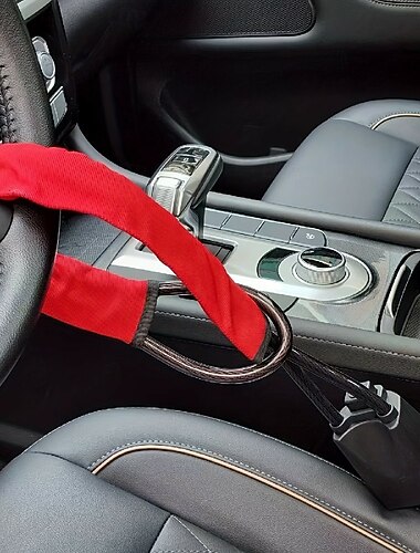 Universellt ratt- och säkerhetsbälteslås - Stöldskydd för bil med 3 nycklar passar de flesta fordon lastbilar SUV:ar skåpbilar​