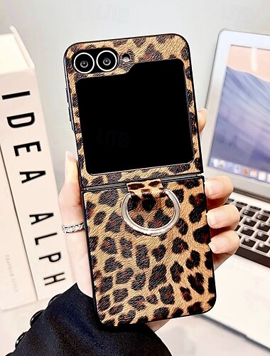 téléphone Coque Pour Samsung Galaxy Z Flip 7 Z Flip 6 Z Flip 5 Z Flip 4 Coque Arrière Boucle Anneau Antichoc Rétro Métal faux cuir