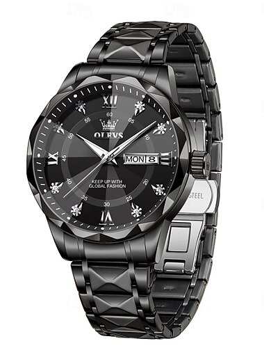 Relógio Quartz Masculino OLEVS Relógio de Pulso Empresarial Moda Minimalista Calendário Luminosa Data Semana à Prova D'água Relógio de Aço