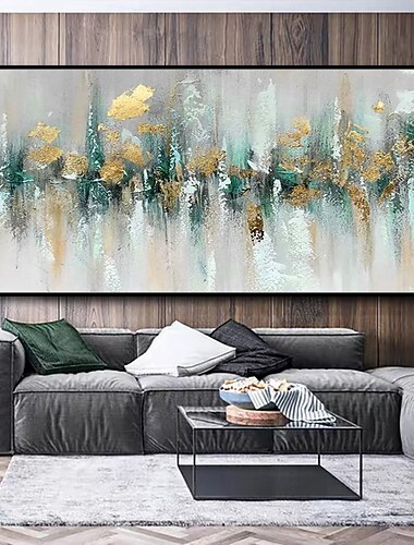 Mintura handgefertigte Ölgemälde mit goldener Tuxture-Optik auf Leinwand, Wandkunst, Dekoration, modernes abstraktes Bild für die Inneneinrichtung, gerolltes, rahmenloses, ungedehntes Gemälde