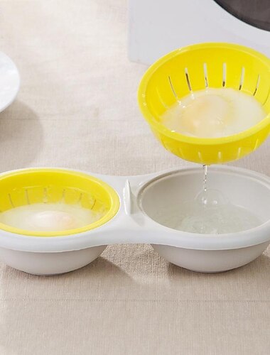 draagbare magnetron eierkoker - mini dubbellaagse eierstomer met deksel, creatief keukengereedschap voor snel en eenvoudig eierkoken