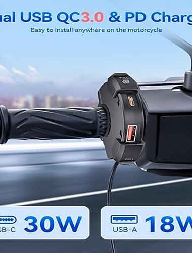 ledende mobiltelefonlader motorsykkel usb hurtiglading vanntett type-c ladesete sae grensesnitt