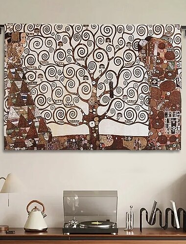 žakár tkaný gobelín gobelín aubusson nástěnné umění závěsný velký gobelín reprodukce tkalcovský stav bavlněná vazba strom života belgický gobelín (bez střapců a tyče)