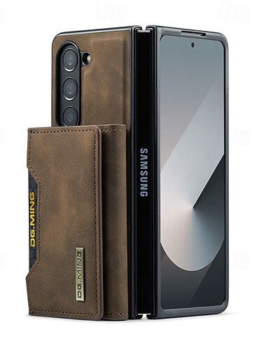 Handy Hülle Handyhüllen Für Samsung Galaxy Z Fold 7 Z Fold 6 Z Fold 5 Z Fold 4 Z Fold 3 Rückseite Mit Ständer Abnehmbar Magnetisch Retro TPU PC PU-Leder