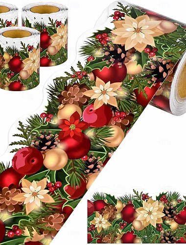 1 rotolo di adesivi decorativi natalizi - adesivi per artigianato natalizio per progetti fai da te e decorazioni festive