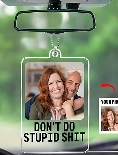 Personligiseret bil foto ornament skræddersyet bedste gave til far akryl bakspejl tilbehør fars dag mors dag bryllup jubilæum gave