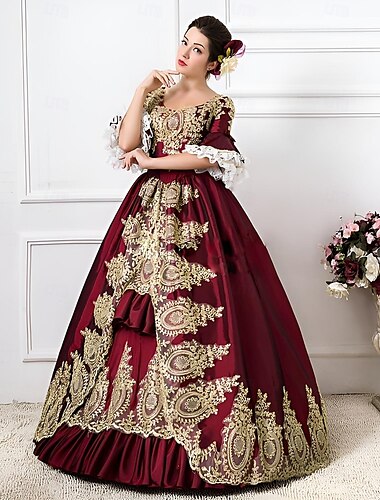  Rococo Victorian 18th Century Dress Party Costume Masquerade Floor Length Long Length Women\'s Floral Ball Gown Plus Size Normal Customized Party Prom Carnival of Venice Dress