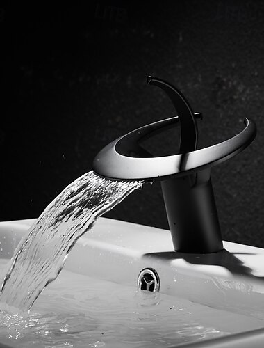 Baie Chiuveta Robinet - Clasic / Cascadă Galvanizat Montare externă Singur mâner o gauraBath Taps