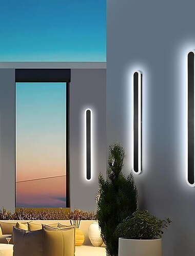 モダンな屋外防水LED壁取り付け用燭台、15.7～70インチ、カラーライト（オプション、IP65、ブラックアクリル製壁照明器具、フロスト加工、エレガント、AC85～265V）