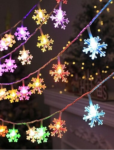 joulusisustus valot lumihiutale keiju merkkijono valot akku / usb virta 10/20/40 led joulu uudenvuoden juhla lomakoti puutarha parveke puu koristelu