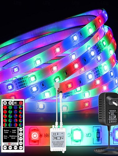 LED Strip Lights Flexible RGB 5M Tiktok Lights 300 LEDs 2835 8mm IR 44Key Remote Control Linkable Self-adhesive Color-changing