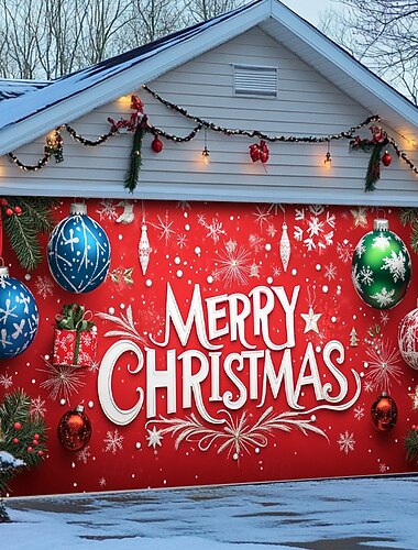 ozdoby na drzwi bożonarodzeniowe zewnętrzna osłona drzwi garażowych baner świąteczny wesołych świąt duże tło na świąteczne zewnętrzne drzwi garażowe dekoracje ścienne domu