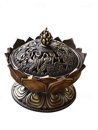 Brûle-encens en métal en forme de lotus, parfait pour la salle à manger, la chambre, la salle de bain &décoration d'intérieur