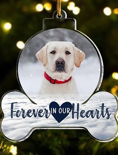 Personalizované vánoční ozdoby s fotografií pamětní dárek pro domácí mazlíčky navždy v našem srdci akryl 2D vlastní dekorace vánoční stromeček vánoční dekorace závěsné přívěsky dárky