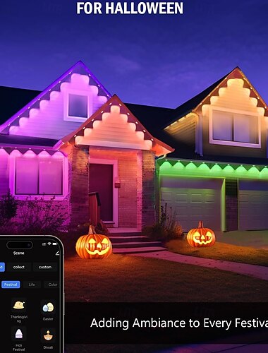 מאור LED חכם Tuya WiFi חכם עמיד בפני מים RGBIC פנסי חוץ קבועים זמינים באורך 10 מ' 20 LED 15 מ' 30 LED 30 מ' 60 LED ו-45 מ' 90 LED