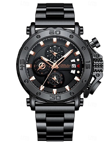 Relógio Masculino CRRJU Top Marca Luxuoso Grande Mostrador Aço Inoxidável Impermeável Cronógrafo Data Relógio de Pulso 2294