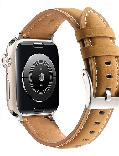 حزام جلدي متوافق مع Apple Watchband 38 مم 40 مم 41 مم 42 مم 44 مم 45 مم 49 مم مشبك معدني ترف قابل للتعديل جلد طبيعي استبدال حزام الساعة إلى iwatch Ultra 2 Series 9 8 7 SE 6 5 4 3 2 1