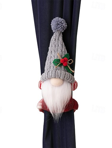 świąteczne opaski do zasłon, uchwyty do zasłon w kształcie lalek bez twarzy Rudolfa i Gnoma, kreatywna dekoracja świąteczna na zasłony, świąteczne akcesoria do dekoracji okien