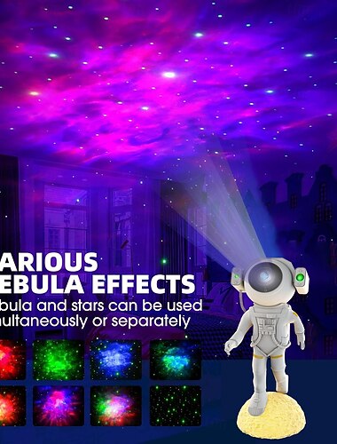 astronaut stjärnhimmel projektionsljus med fjärrkontroll, typ-c usb laddning kör astronaut form för jul, halloween, festdekorationer, festlig atmosfär, present