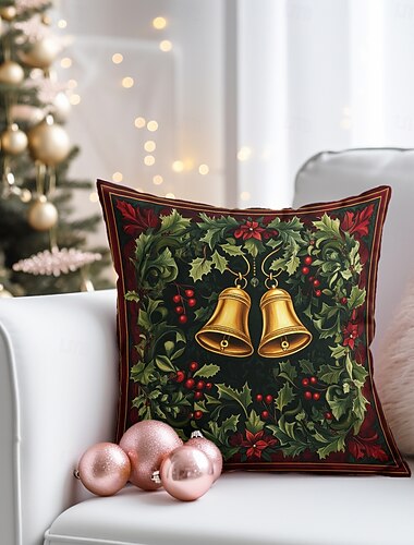vánoční ozdoby dekorativní přehoz povlak na polštáře 1ks cesmína měkké čtvercové pouzdro na polštář povlak na polštář do ložnice obývací pokoj pohovka pohovka křeslo