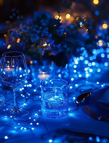 Luci de Noël LED féériques lumières en fil de cuivre dimmables avec télécommande 50M-500LEDs 30M-300LEDs 20M-200LEDs 10M-100LEDs pour décoration de fête mariage sapin de Noël et chambre