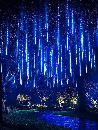 led pluie tombant lumières 11,8 pouces 8 tubes 144 led pluie goutte lumières extérieur glaçon neige météore douche lumières pour noël fête de mariage vacances jardin décoration