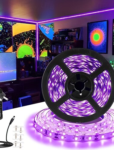 UV-Schwarzlicht-LED-Streifenlichter 16.4ft 5m flexibel 395-405nm 2835smd 8mm flexible dc12v für Indoor-Tanzparty-Bühnenbeleuchtung Körperfarbe