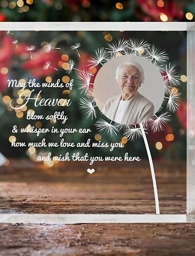 Plaque photo en acrylique personnalisée plaque commémorative sur mesure cadre photo souvenir cadeaux mémoriaux - mémoire de mère père grand-mère grand-père 15*15 cm (6“*6”)