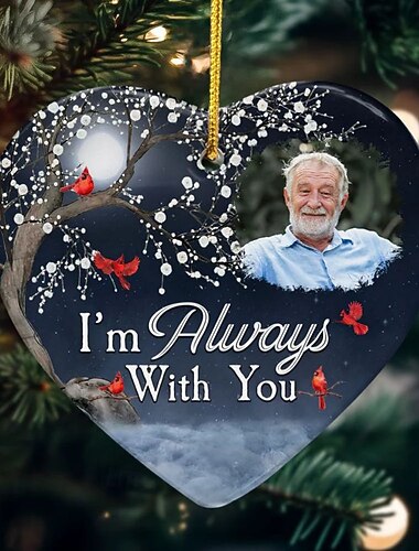 Décorations de Noël personnalisées avec photo, mémorial personnalisé, je suis toujours avec toi, décoration acrylique 2D, arbre de Noël, décoration de Noël, pendentif suspendu, cadeaux