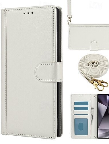 telefon Kılıf Na Samsung Galaxy S26 Ultra Plus S25 S24 S23 S22 S23 FE S21 Ultra Plus S20 A55 5G A35 5G Etui na karty portfela Ochrona całego ciała ze smyczą z paskiem na nadgarstek Retro TPU Skóra PU