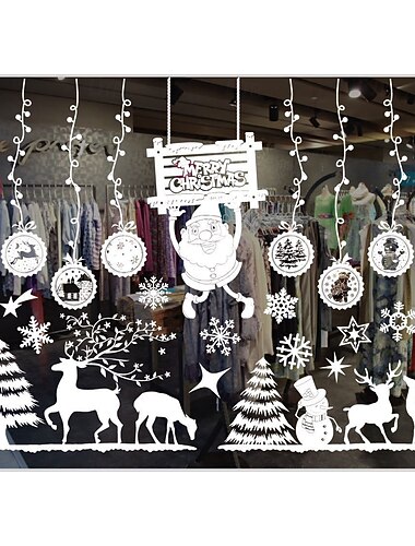 naklejki na okna świąteczne, dekoracja świąteczna, kolorowe naklejki ścienne w kształcie płatków śniegu, białe naklejki na okna bez śladu płatków śniegu do dekoracji świątecznych