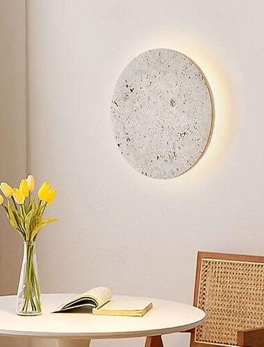 led indendørs væglampe warm ray 20/25/30 cm minimalistisk kreativ gul travertin væglampe wabi-sabi creme stil rund sengelampe stue soveværelse 110-240v