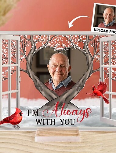 パーソナライズされたアクリルメモリアルフォトプラークベース付きカスタムメモリアルギフト会いたい写真フレームプラーク私はいつもあなたと一緒にいます写真フレーム - 母、父、祖母、祖父の思い出20*15cm (8”*6“)