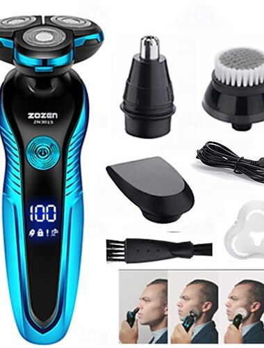 4-σε-1 Πολυλειτουργικός Ηλεκτρικός Ξυριστήρας Πλενόμενος Επαναφορτιζόμενος Ηλεκτρικός Ξυριστήρας Κουρεύτρα Ξυριστήρας για Άνδρες ΤριμάρισμαΓενειάδας Και Όλες οι Στεγνές Χρησιμοποιήσεις Δώρο Ημέρας