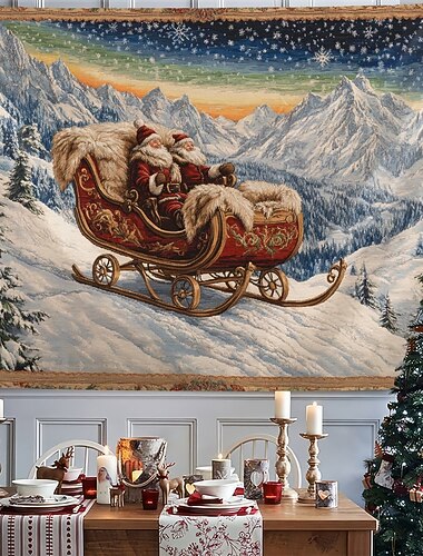 decorazioni natalizie babbo natale arazzo appeso arte trapuntata arte murale vintage grande arazzo decorazione murale fondale fotografico coperta tenda casa camera da letto soggiorno decorazione