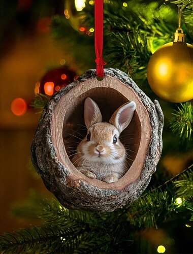 Weihnachtsbaumschmuck mit Tiermotiven, 2D-Acryl-Weihnachtsbaumschmuck mit Tiermotiven, Waldtierdekoration, saisonale Dekoration für Weihnachtsbaum und Decke, Weihnachtsgeschenk